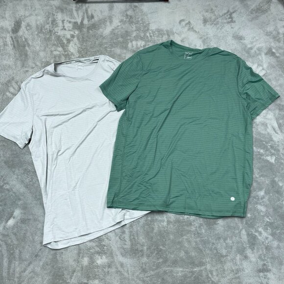 Soybu Mens Green & White Striped Active T-Shirts XL Set Of 2 a1460 - Picture 1 of 4